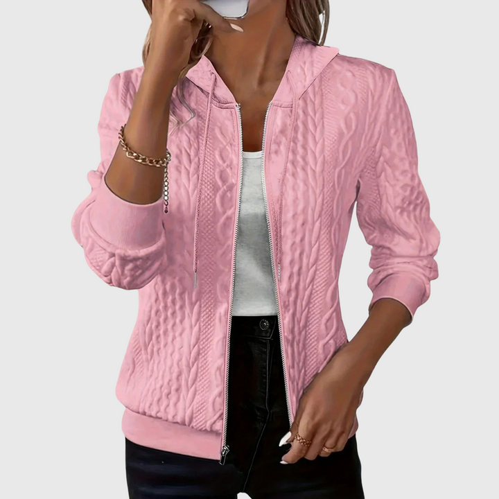 Kendra | Textured Zip-Up Hoodie