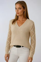 Whitney | Open-Weave V-Neck Sweater