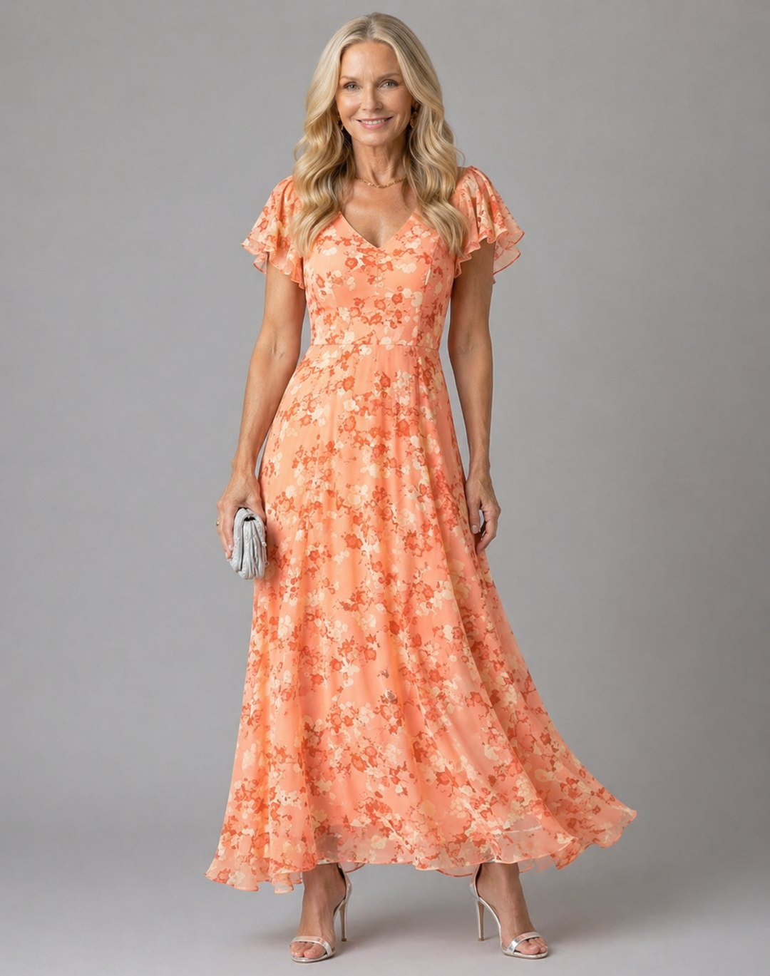 Rosanne | Floral Flutter-Sleeve Maxi Dress