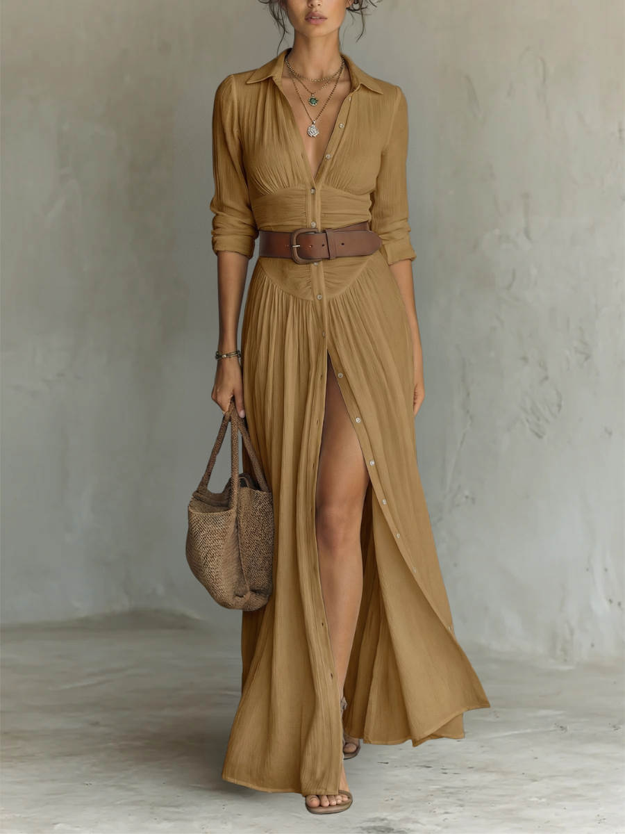 Adeline | Elegant Button-Front Maxi Dress