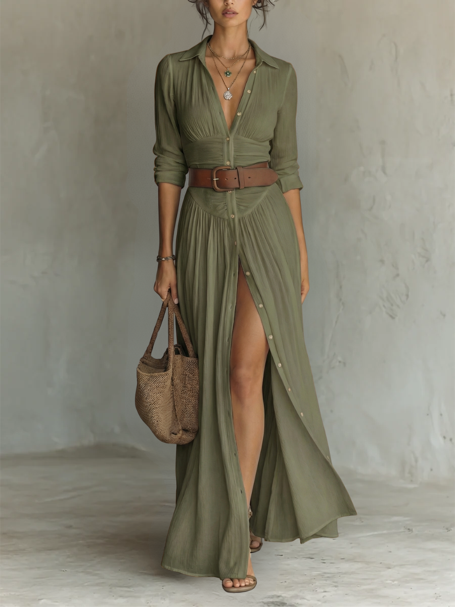 Adeline | Elegant Button-Front Maxi Dress