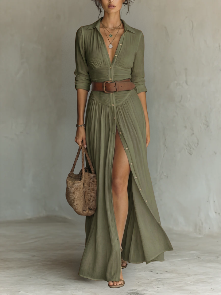 Adeline | Elegant Button-Front Maxi Dress