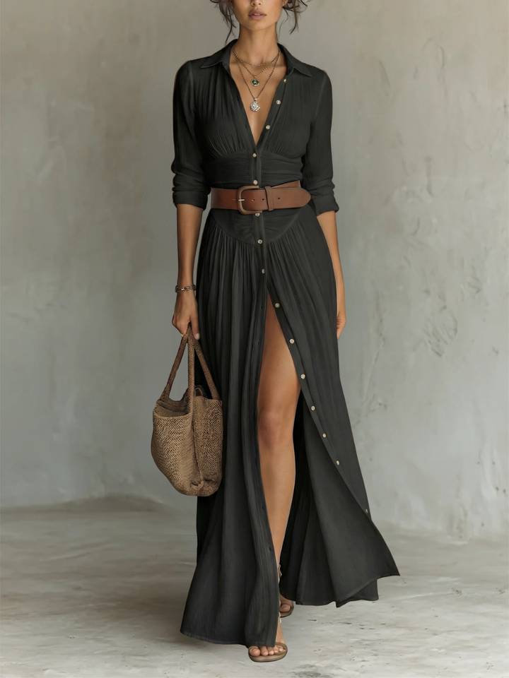 Adeline | Elegant Button-Front Maxi Dress