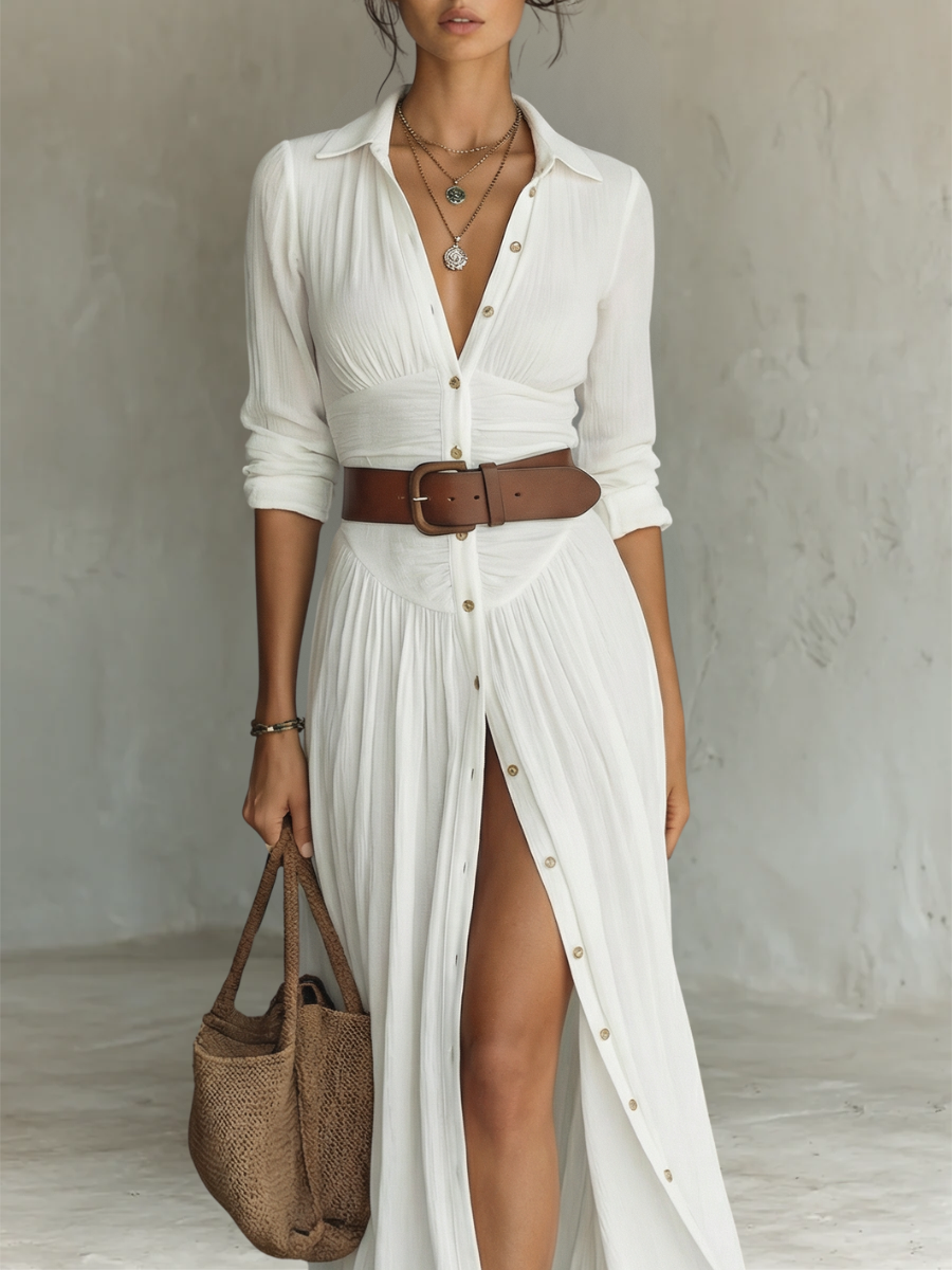 Adeline | Elegant Button-Front Maxi Dress