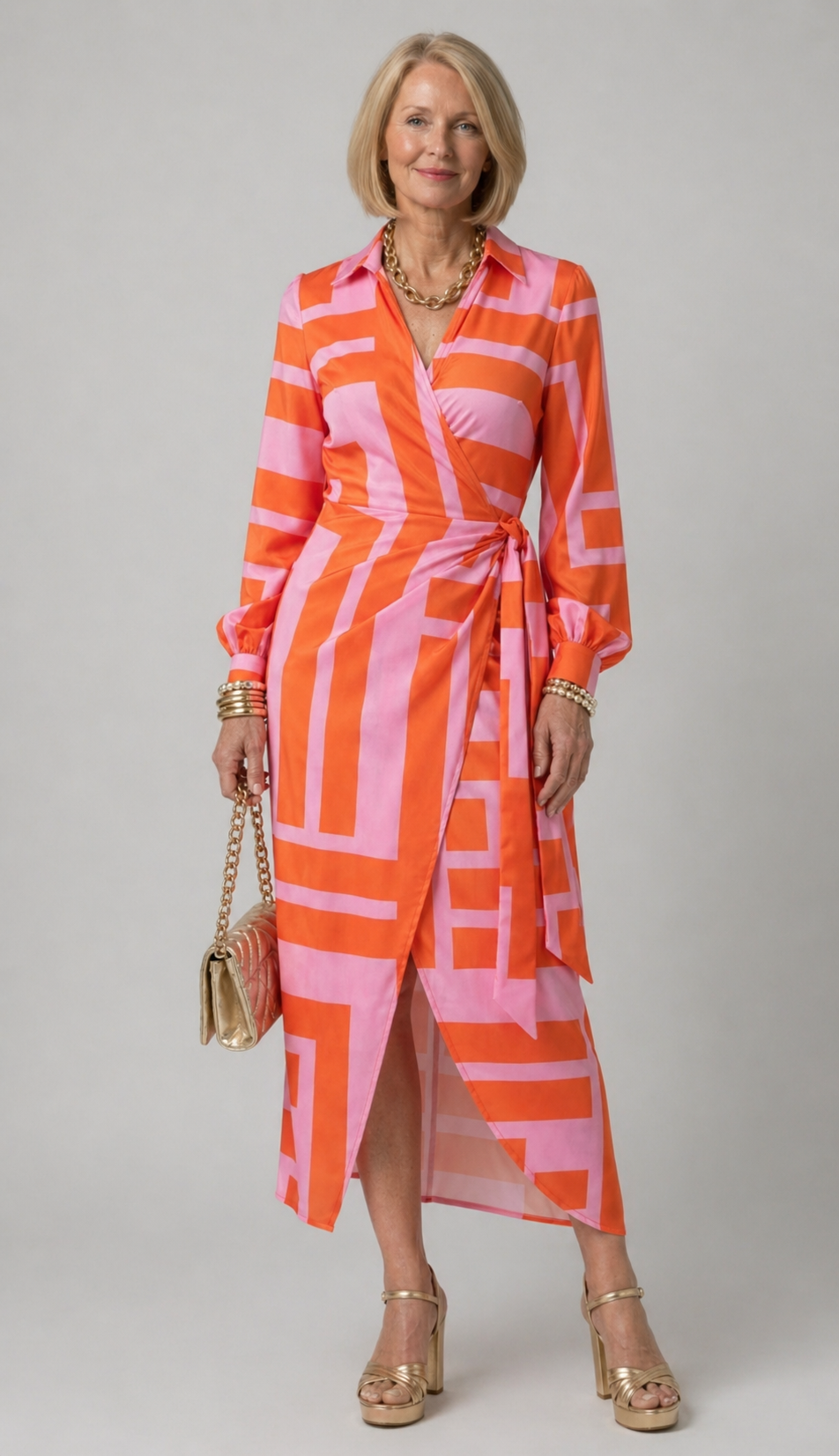 Elodie | Striped Wrap Midi Dress