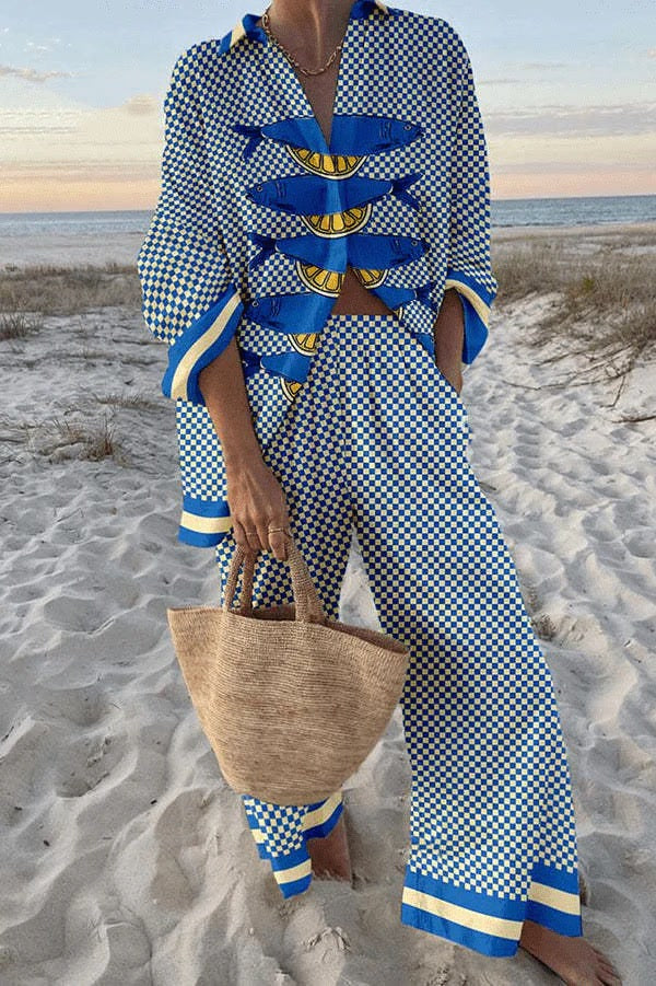 Fabienne | Relaxed Checkerboard Two-Piece Set