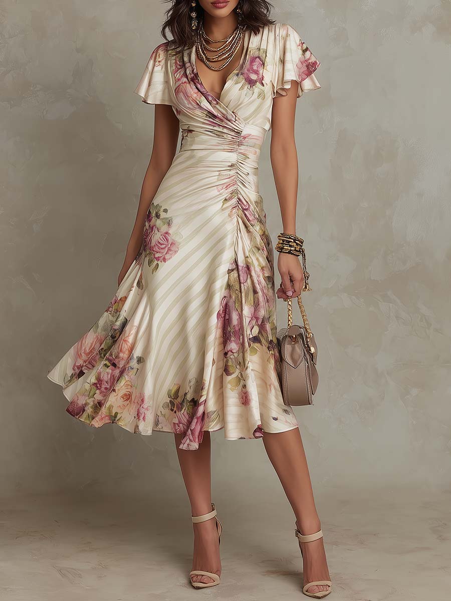 Katrina | Floral Pleated Midi Dress