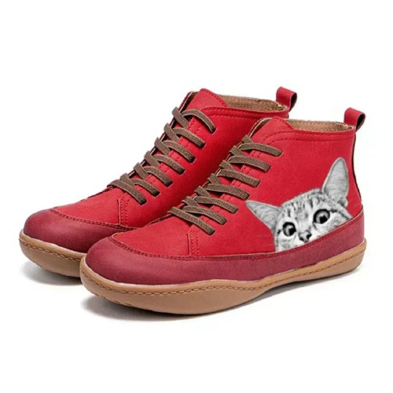 Sylvie | Cat-Print High-Top Sneakers