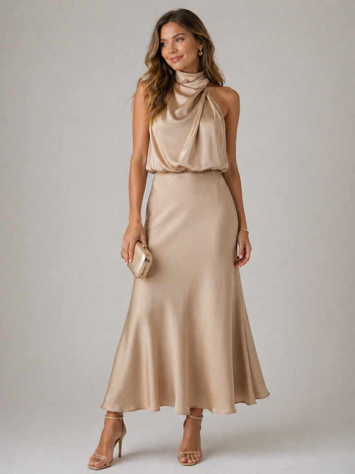 Emilia | Draped Halter Maxi Dress