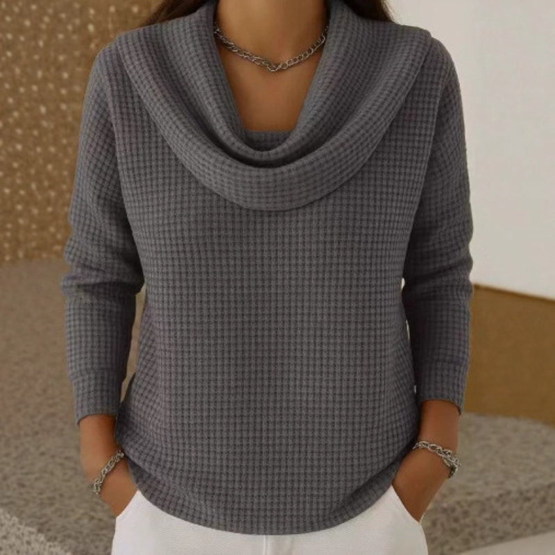 Naomi | Waffle-Knit Cowl-Neck Top