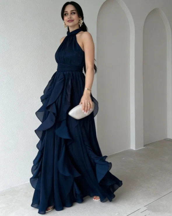 Elara | High-Neck Ruffle Maxi Dress