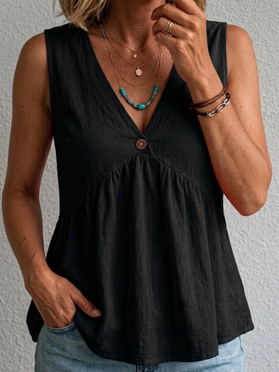 Amara | Flowing V-Neck Sleeveless Top