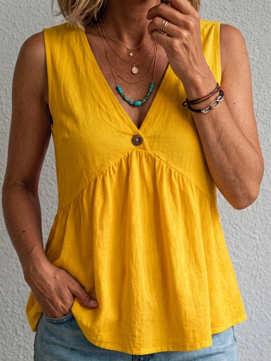 Amara | Flowing V-Neck Sleeveless Top