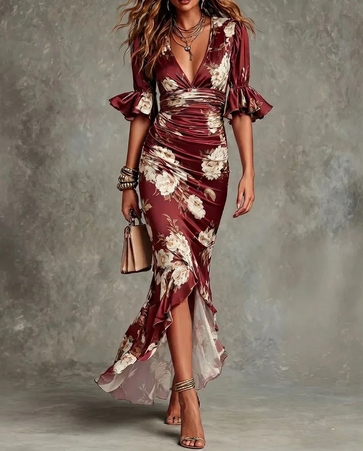 Talia | Blooming Ruffle-Hem Maxi Dress