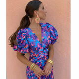 Cynthia | Ruched Puff-Sleeve Maxi Dress