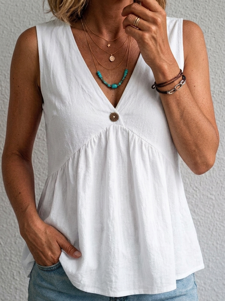 Amara | Flowing V-Neck Sleeveless Top