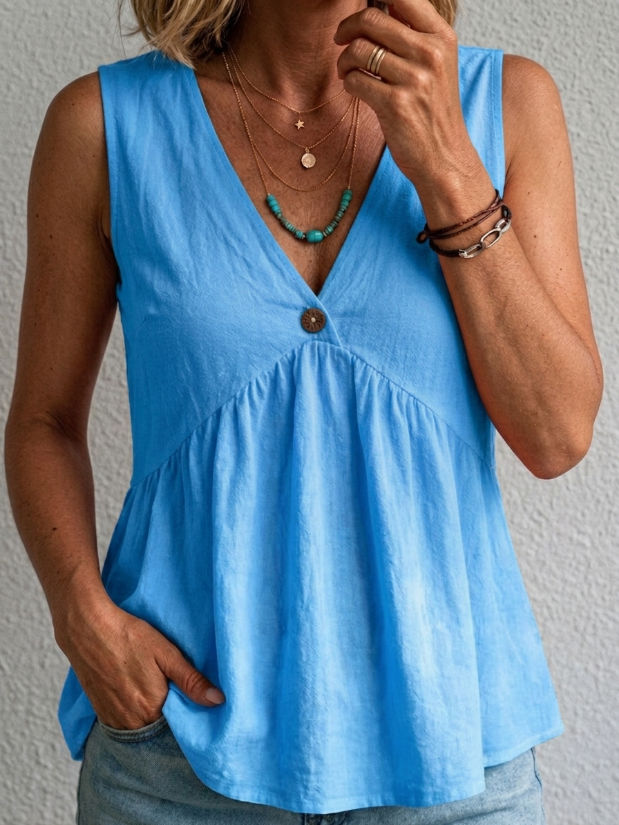 Amara | Flowing V-Neck Sleeveless Top