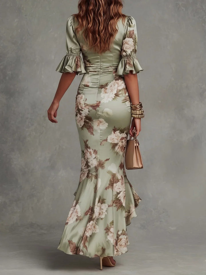 Talia | Blooming Ruffle-Hem Maxi Dress