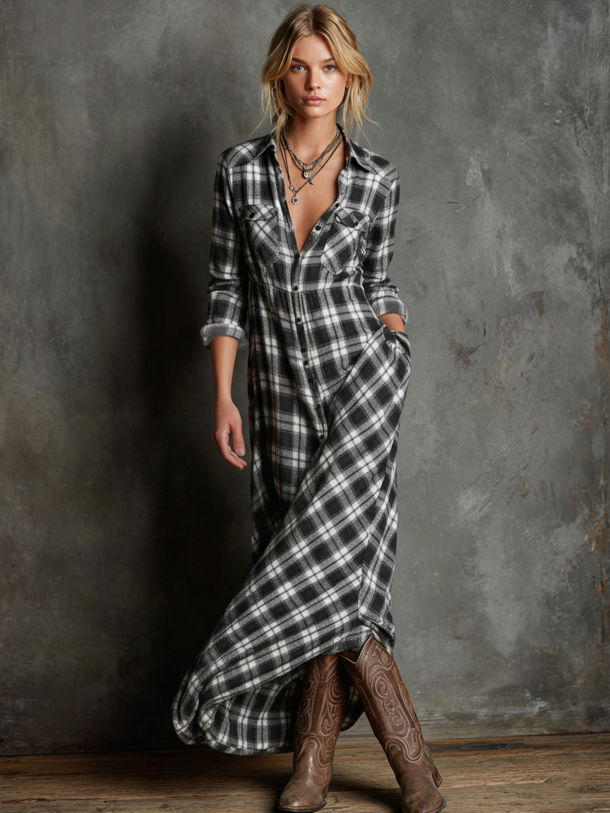 Elinor | Timeless Checked Shirt Dress