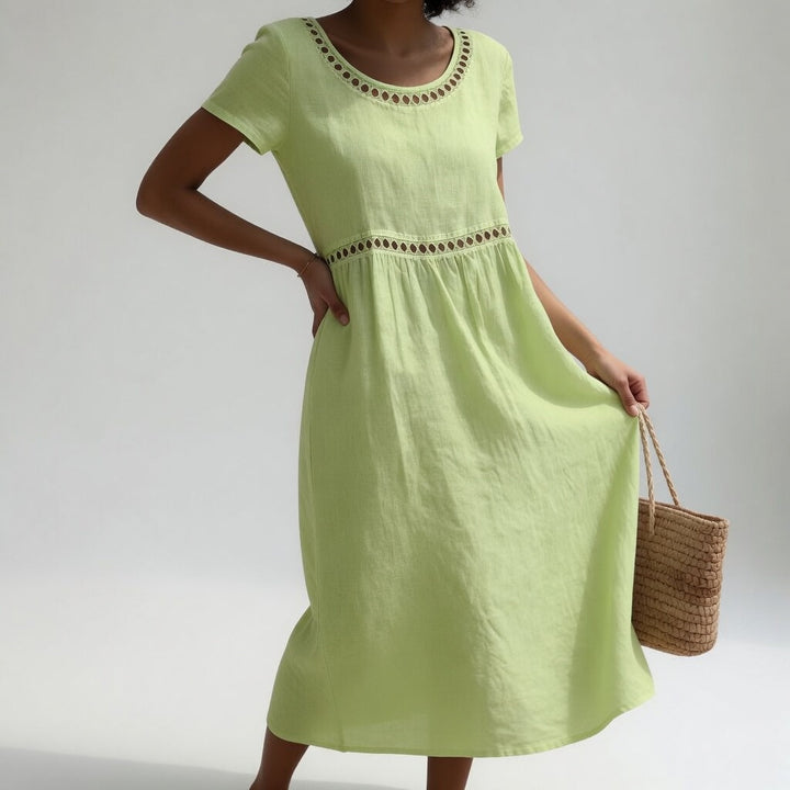 Juliet | Eyelet Trim Midi Dress