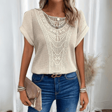 Anthea | Crochet-Trim Short Sleeve Top