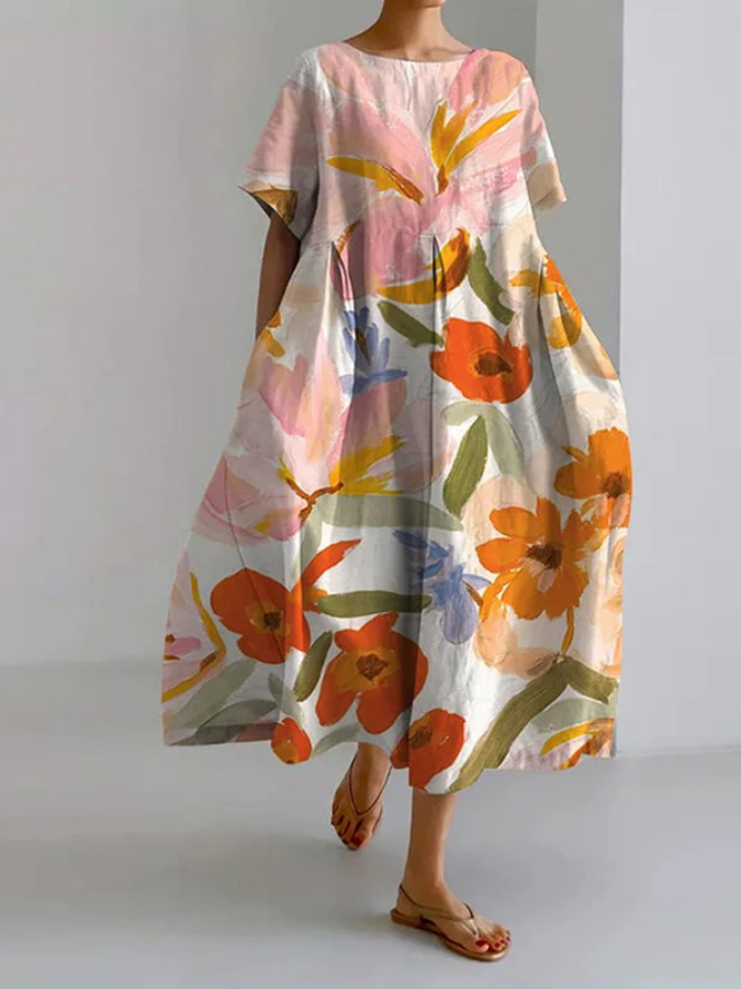 Meriel | Painted Floral Summer Dress