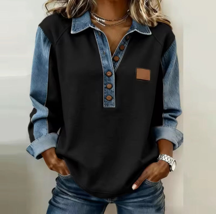 Sasha | Colour-Block Collared Pullover