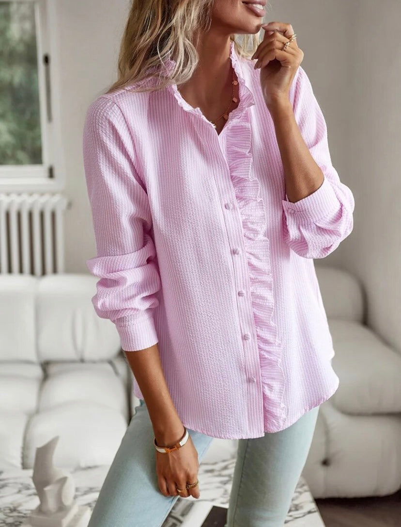 Elaine | Ruffled Button-Front Blouse