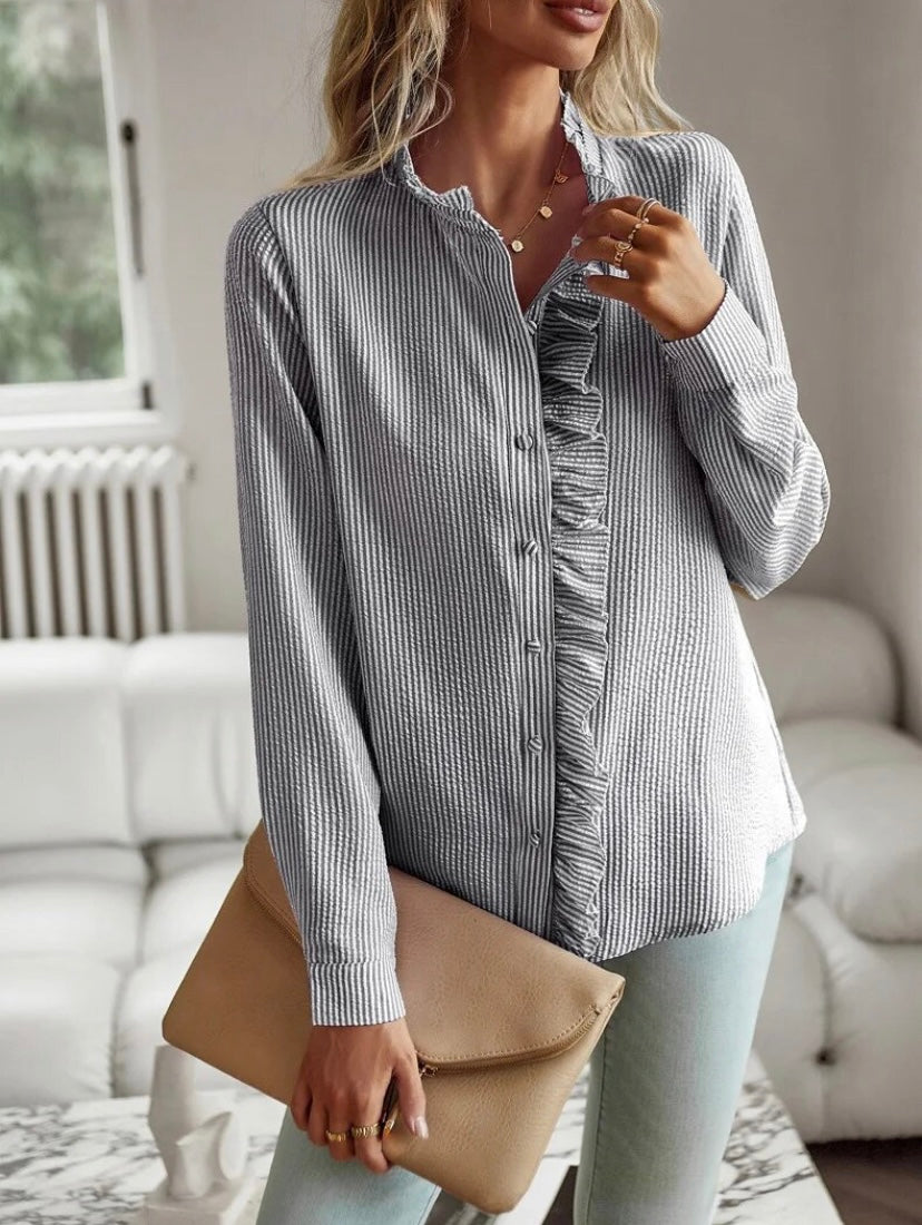 Elaine | Ruffled Button-Front Blouse