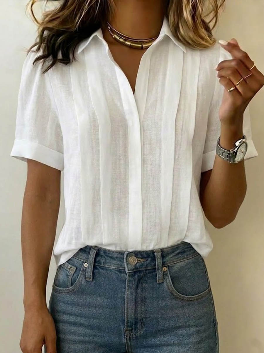 Genoveva | Pleated Short-Sleeve Blouse