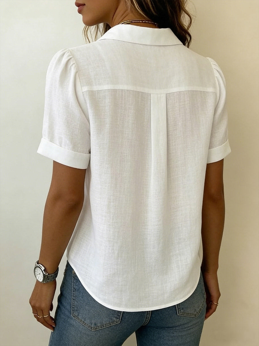 Genoveva | Pleated Short-Sleeve Blouse