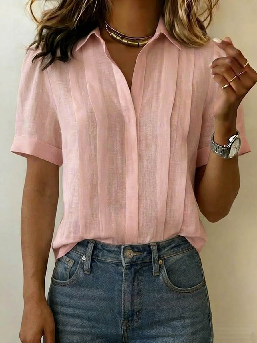 Genoveva | Pleated Short-Sleeve Blouse