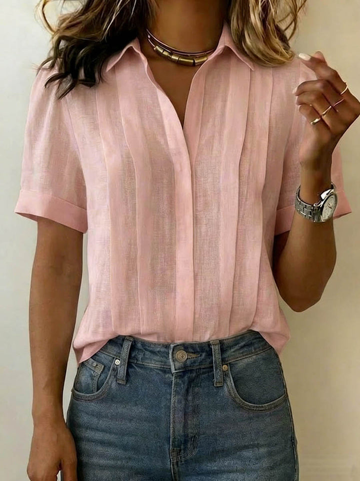 Genoveva | Pleated Short-Sleeve Blouse