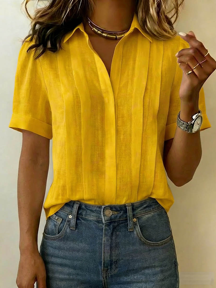Genoveva | Pleated Short-Sleeve Blouse