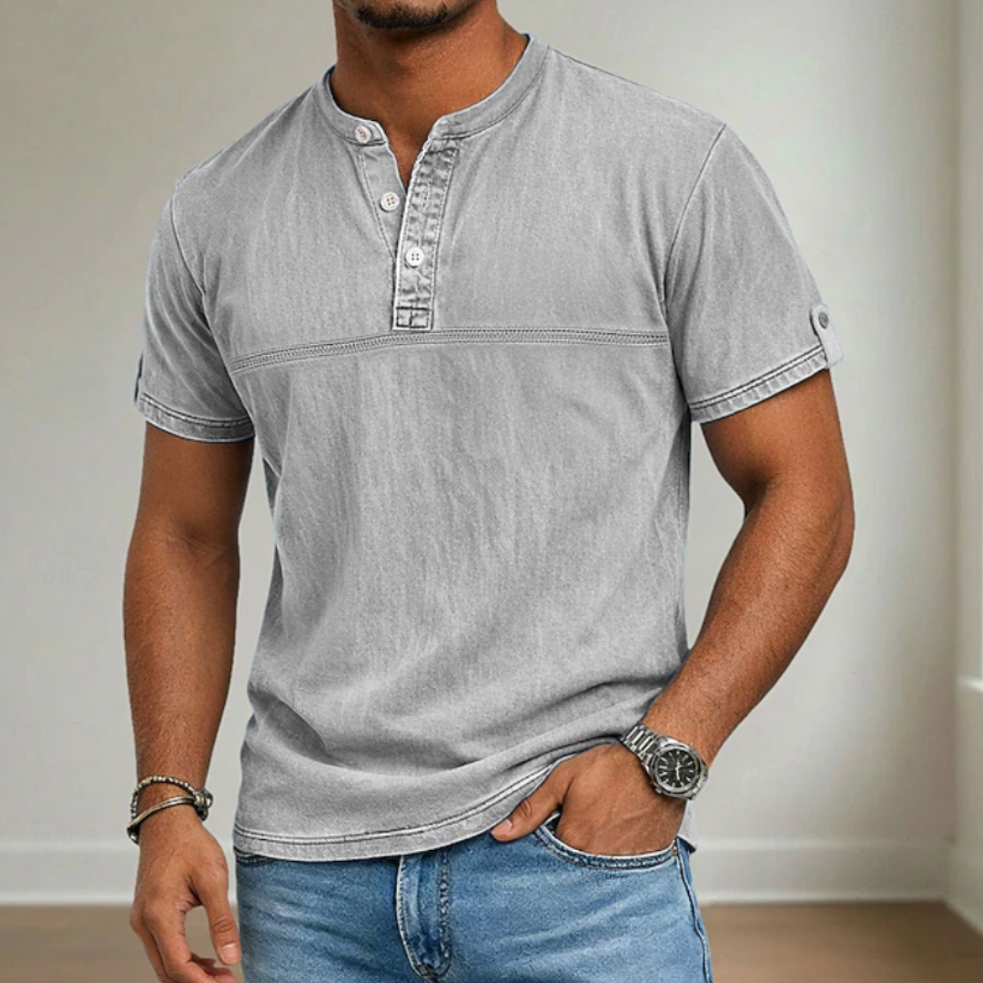 Elliott | Stand-Collar Short-Sleeve Henley