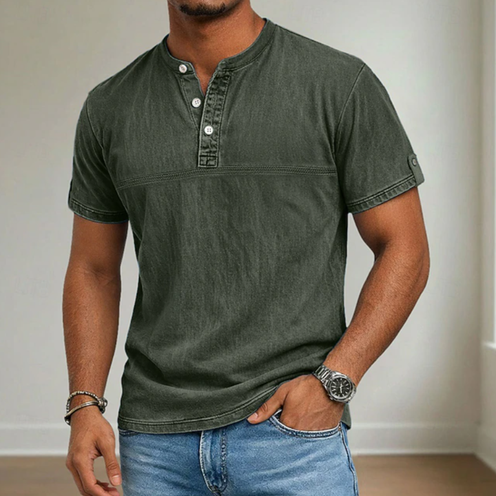 Elliott | Stand-Collar Short-Sleeve Henley