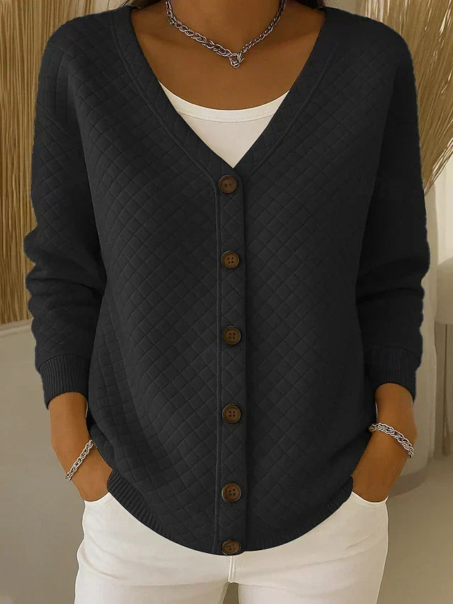 Caroline | Quilted Button-Front Cardigan