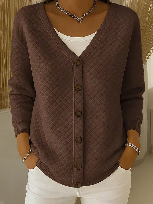Caroline | Quilted Button-Front Cardigan