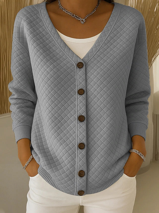 Caroline | Quilted Button-Front Cardigan