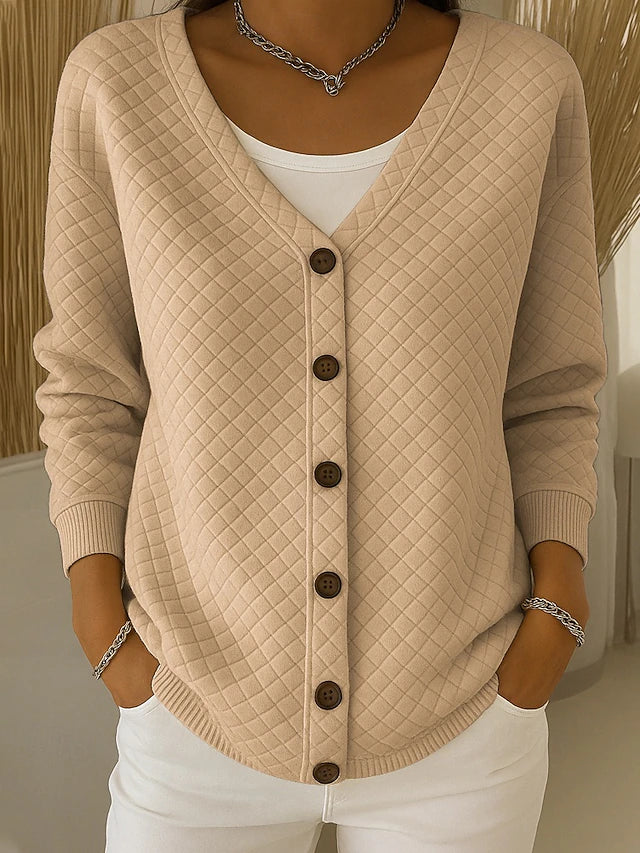 Caroline | Quilted Button-Front Cardigan