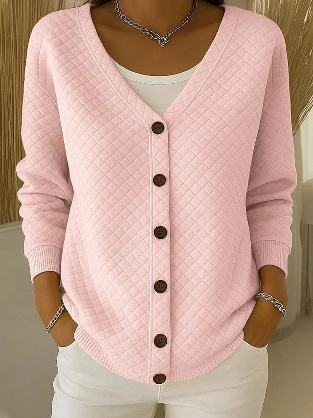 Caroline | Quilted Button-Front Cardigan