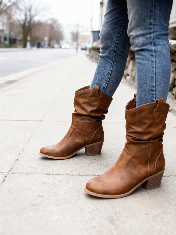 Wren | Slouch Western Ankle Boots