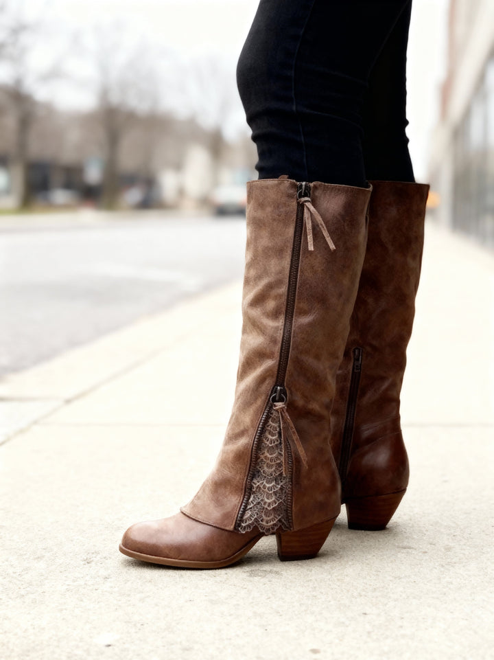 Delphina | Lace-Trim Western Tall Boots