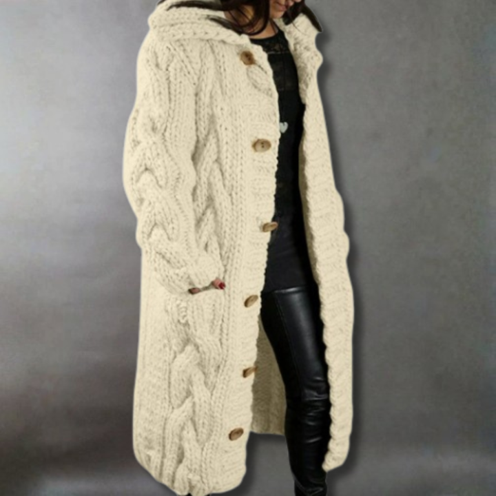 Nina | Chunky Cable-Knit Hooded Cardigan