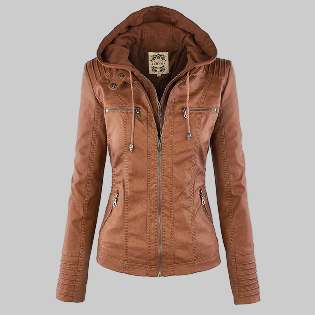 Cosima | Hooded Zip-Up Moto Jacket