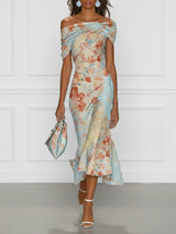 Elena | Off-Shoulder Floral Mermaid Dress