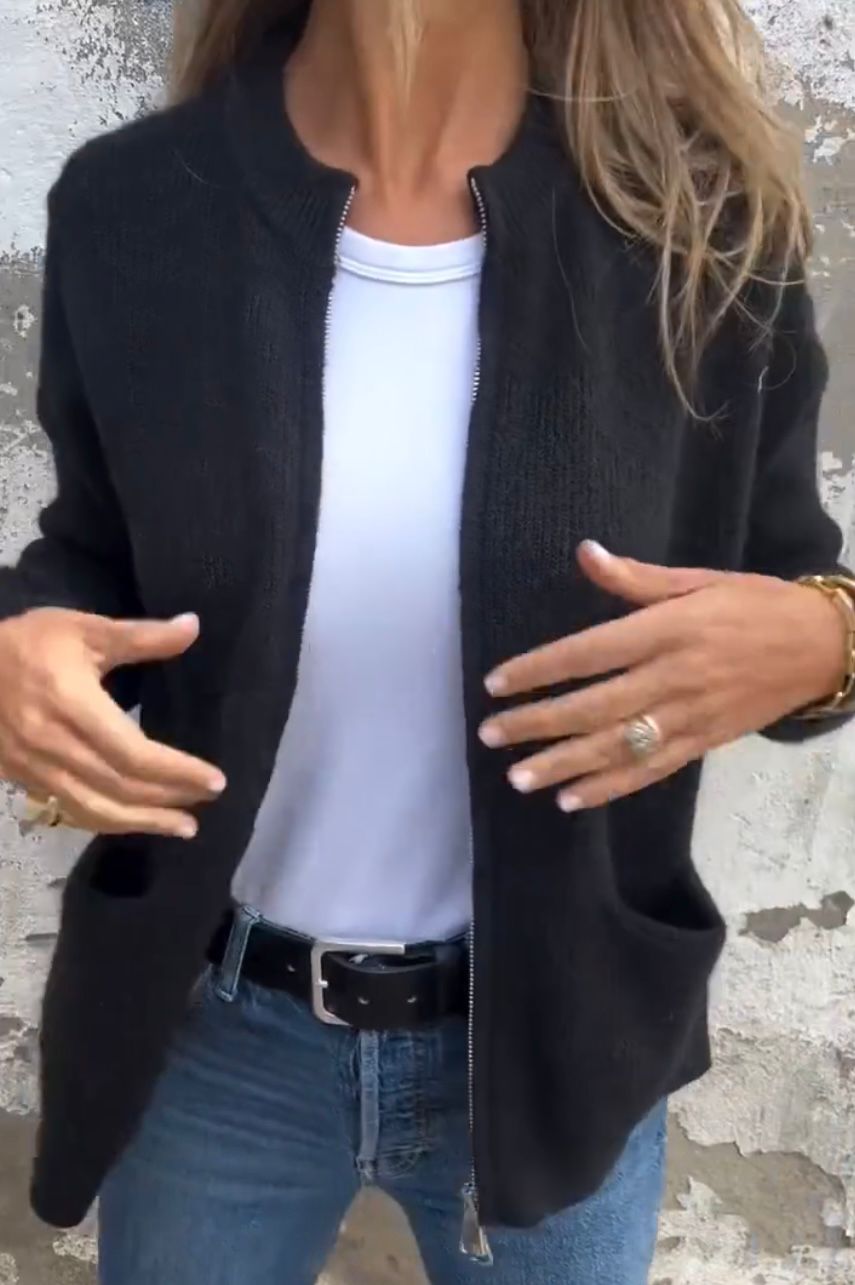 Juliet | Ribbed Zip-Front Cardigan