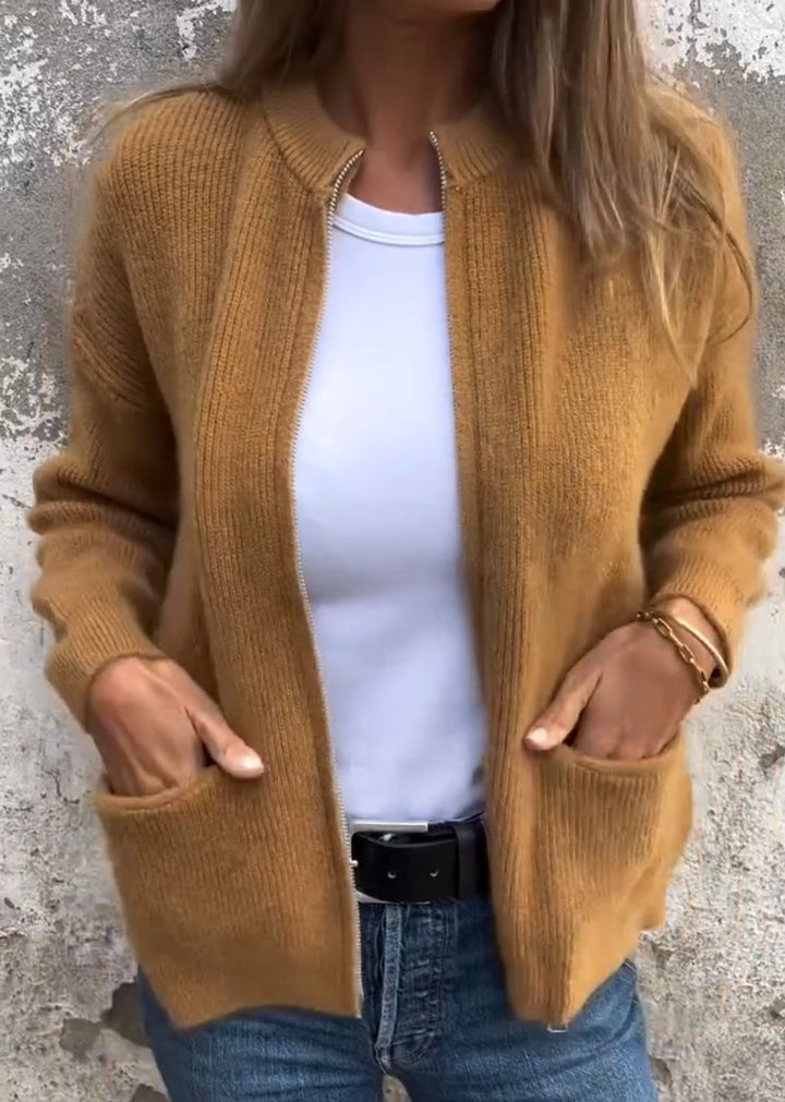 Juliet | Ribbed Zip-Front Cardigan