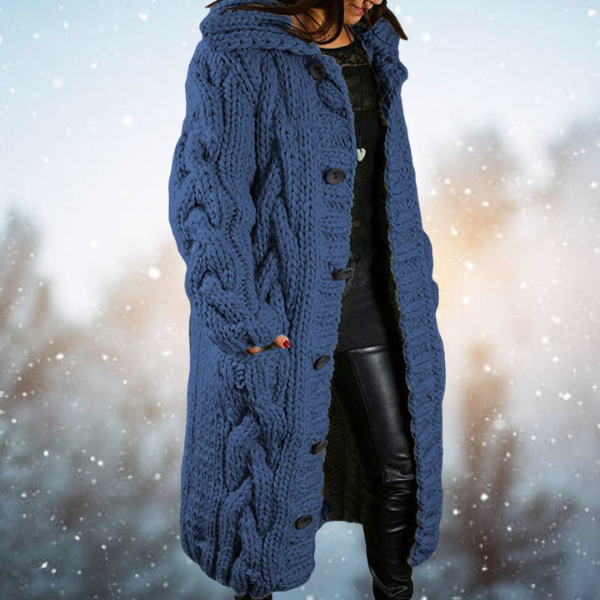 Anouk | Cosy Cable-Knit Hooded Longline Cardigan