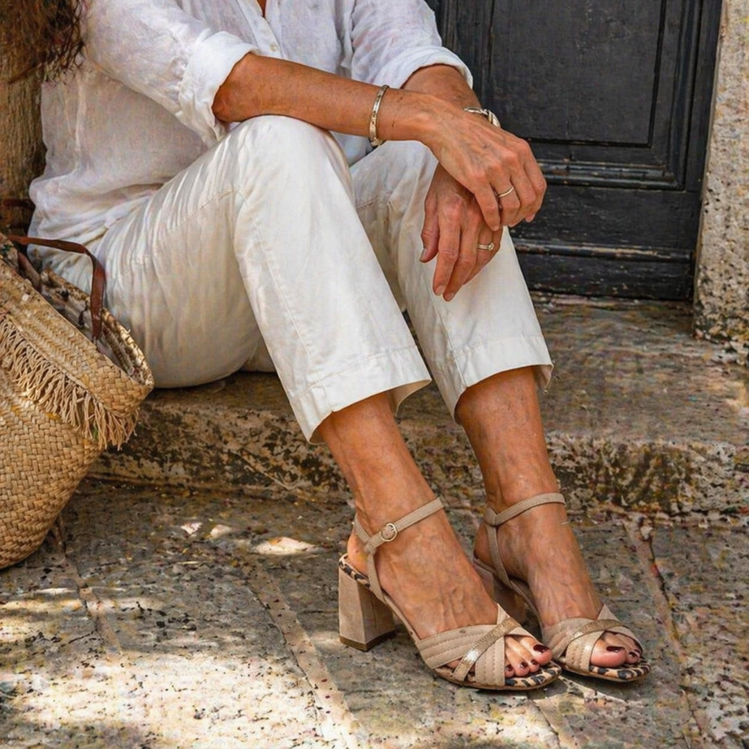 Lillian | Cross-Strap Block Heel Sandals